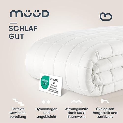 müüd® Premium Therapiedecke I 135x200cm I Hochwertige Gewichtsdecke aus atmungsaktiver Baumwolle I Stressreduzierend & therapeutisch - mit Verpackungsbox + Tragegriff