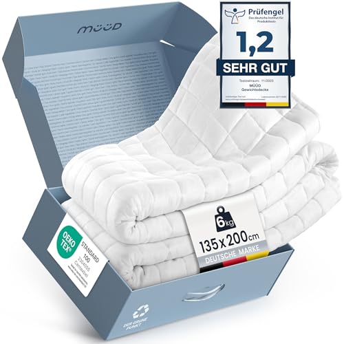 müüd® Premium Therapiedecke I 135x200cm I Hochwertige Gewichtsdecke aus atmungsaktiver Baumwolle I Stressreduzierend & therapeutisch - mit Verpackungsbox + Tragegriff